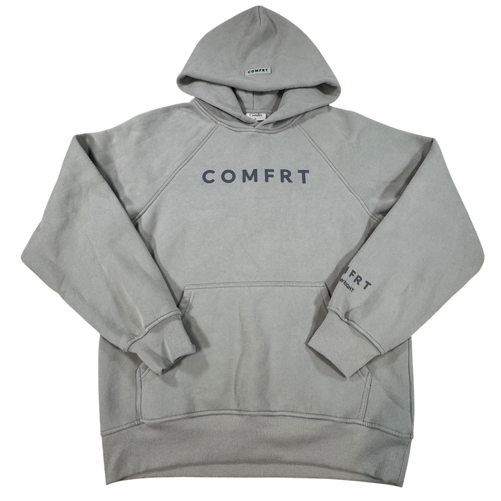 Comfrt Tranquil Cement Hoodie Logo Pullover Sweatshirt M Oversized Heavyweight